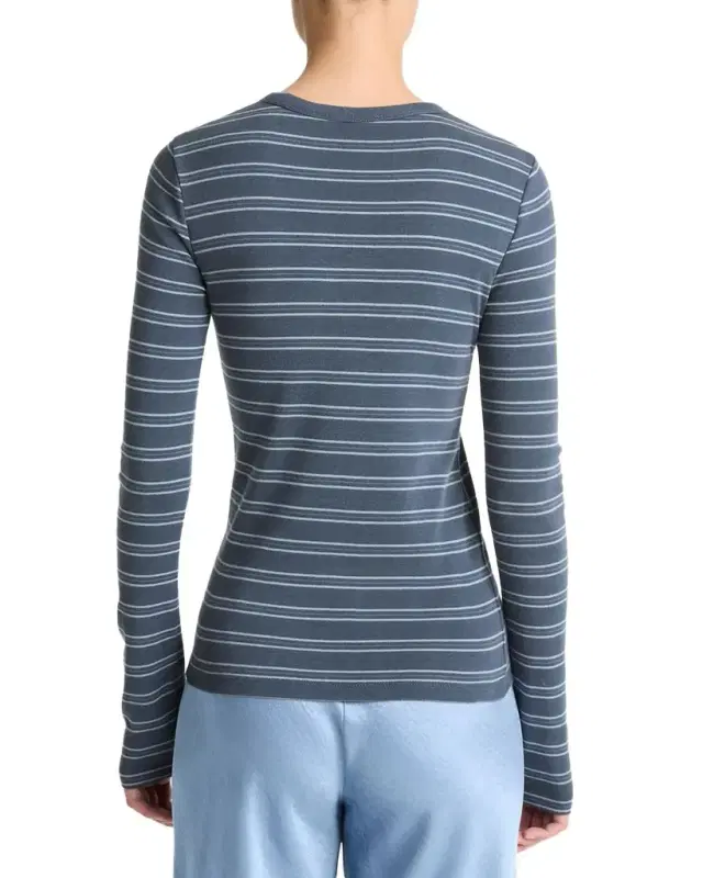 Striped Long-Sleeve Crewneck Tee