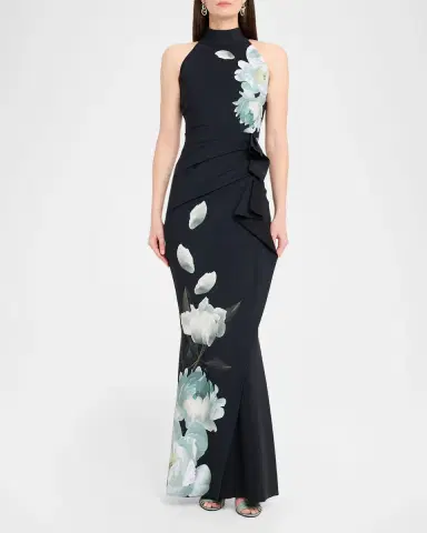 Chiara Boni La Petite Robe Gudrum Floral-Print Jersey Mermaid Gown | Thumbnail 2