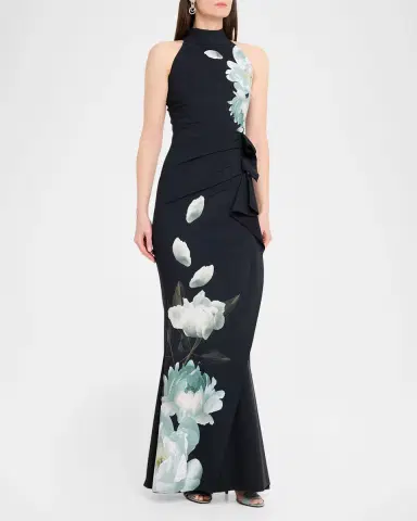 Chiara Boni La Petite Robe Gudrum Floral-Print Jersey Mermaid Gown | Thumbnail 4
