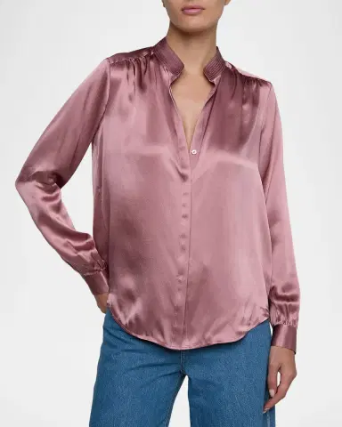 L'Agence Bianca Silk Charmeuse Button-Down Blouse | Thumbnail 3
