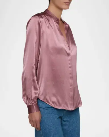 L'Agence Bianca Silk Charmeuse Button-Down Blouse | Thumbnail 4