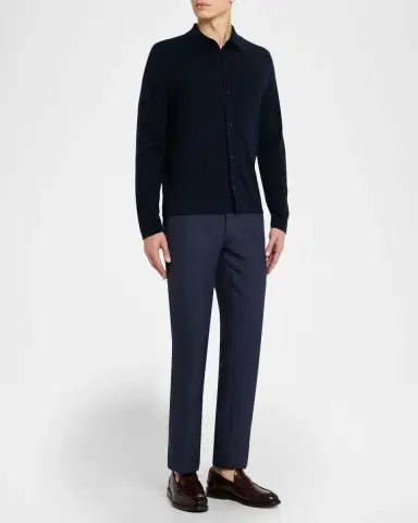 Vince Men's Cashmere Knit Ribbed-Trim Cardigan | Thumbnail 4