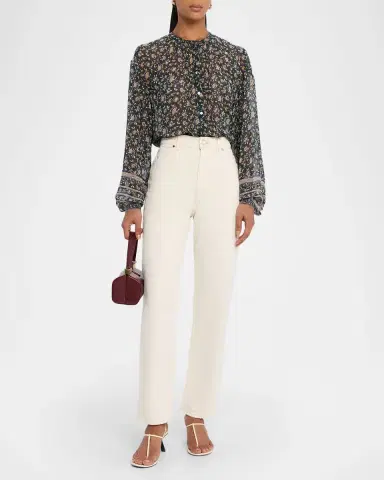 Veronica Beard Lollie Long-Sleeve Silk Blouse | Thumbnail 2