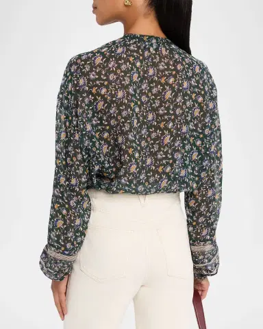 Veronica Beard Lollie Long-Sleeve Silk Blouse | Thumbnail 3