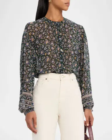 Veronica Beard Lollie Long-Sleeve Silk Blouse | Thumbnail 4