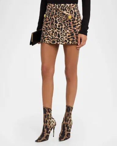 L'Agence Cyra Leopard Tweed Low-Rise Mini Skirt | Thumbnail 3