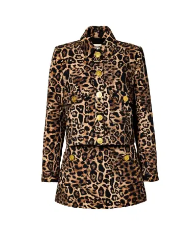 L'Agence Cyra Leopard Tweed Low-Rise Mini Skirt | Thumbnail 4