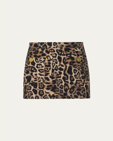 L'Agence Cyra Leopard Tweed Low-Rise Mini Skirt | Thumbnail 6
