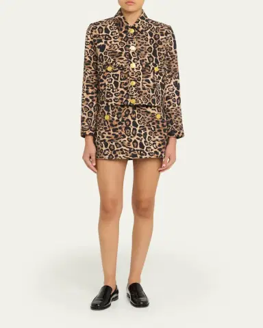 L'Agence Cyra Leopard Tweed Low-Rise Mini Skirt | Thumbnail 7