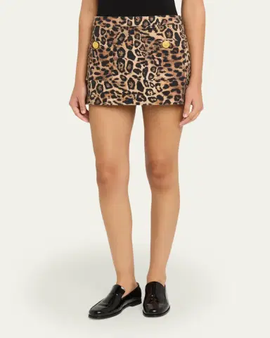 L'Agence Cyra Leopard Tweed Low-Rise Mini Skirt | Thumbnail 9