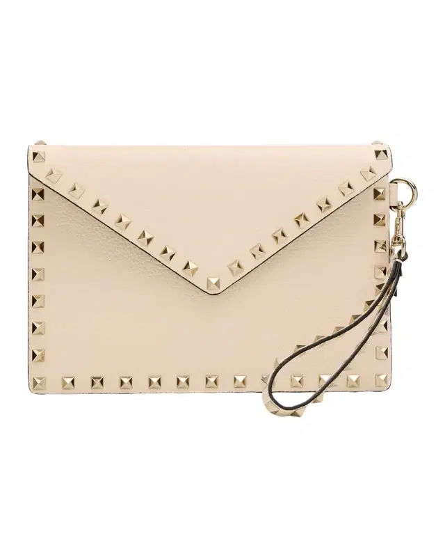 Valentino Garavani Medium Rockstud Grain Leather Pouch Bag