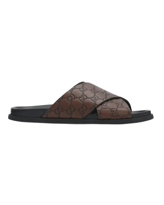 Men 's GG-Embossed Leather Slides