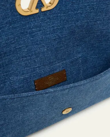 Valentino Garavani DeVain Small Denim VLogo Shoulder Bag | Thumbnail 3 Valentino Garavani DeVain Small Denim VLogo Shoulder Bag | Thumbnail 3