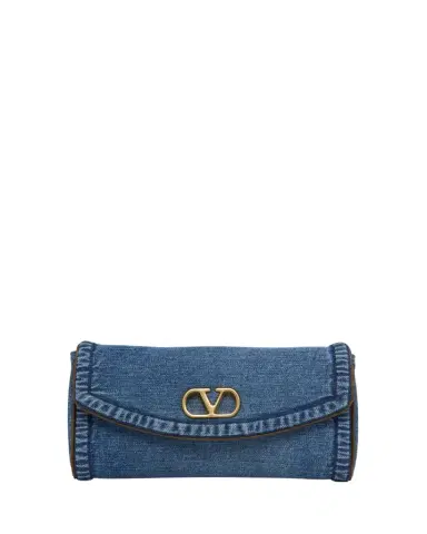 Valentino Garavani DeVain Small Denim VLogo Shoulder Bag | Thumbnail 1 Valentino Garavani DeVain Small Denim VLogo Shoulder Bag | Thumbnail 1
