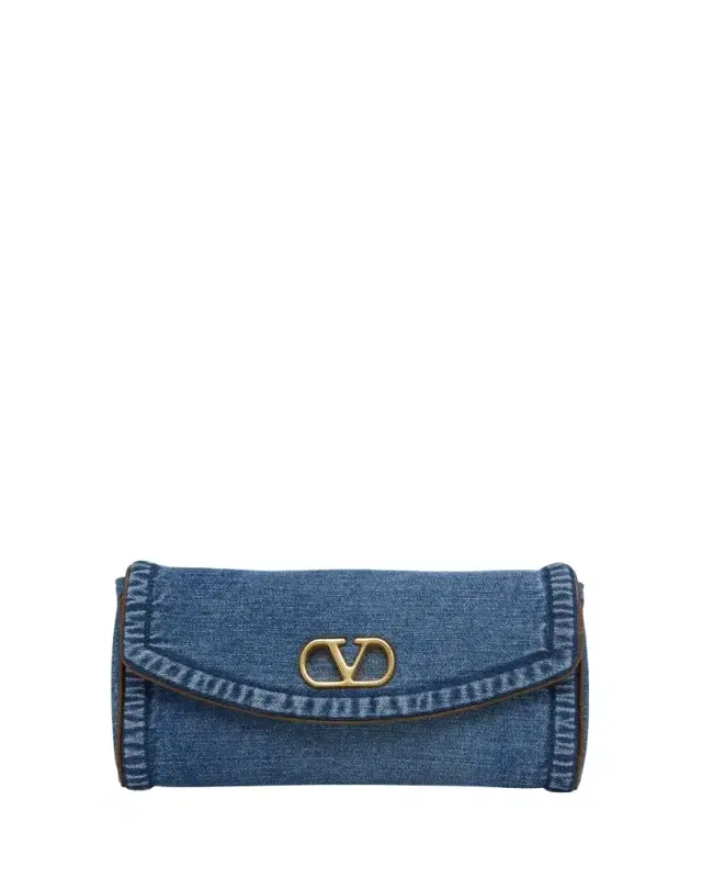 Valentino Garavani DeVain Small Denim VLogo Shoulder Bag