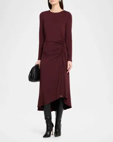 Veronica Beard Theodora Ruched Midi Dress | Thumbnail 4