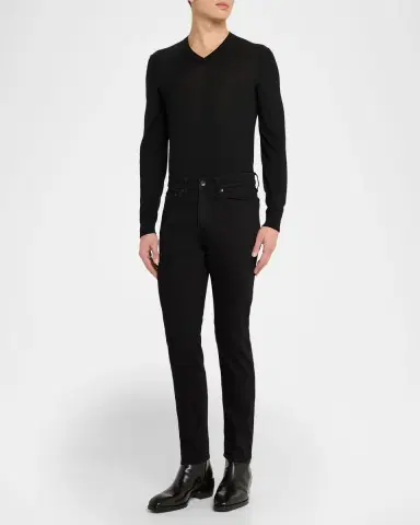 rag & bone Men's Fit 2 Black Denim Slim Fit Jeans | Thumbnail 2
