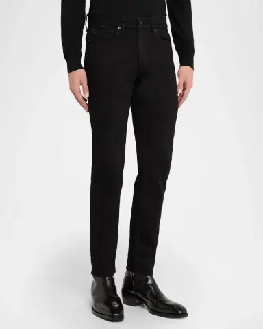 rag & bone Men's Fit 2 Black Denim Slim Fit Jeans | Thumbnail 4