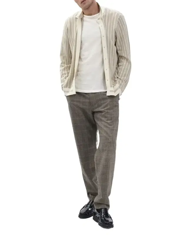 Men 's Harvey Stripe Knit Button-Down Shirt