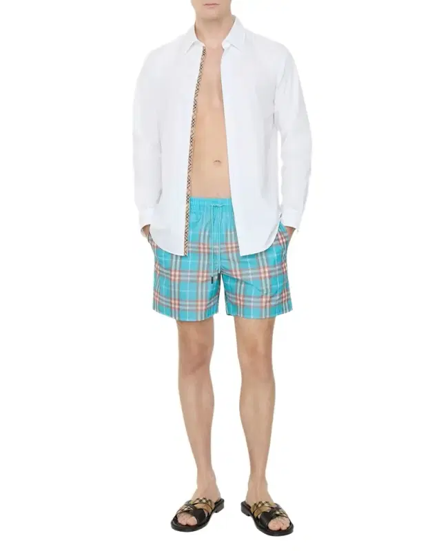 Men 's Gradient Check Swim Shorts