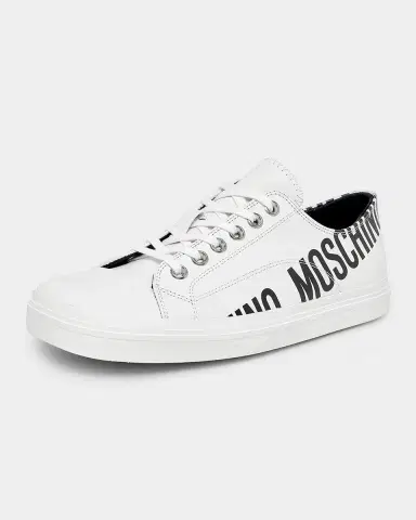 MOSCHINO Men's Logo-Printed Leather Low-Top Sneakers | Thumbnail 3