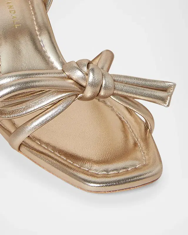 Mikel Metallic Bow Ankle-Strap Sandals
