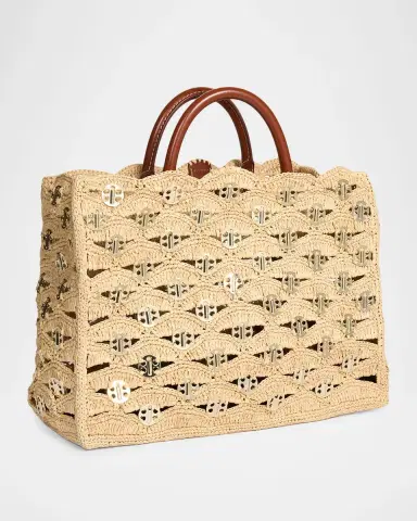 Rabanne Sac a Main Disc-Link Raffia Tote Bag | Thumbnail 2