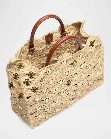 Rabanne Sac a Main Disc-Link Raffia Tote Bag | Thumbnail 3
