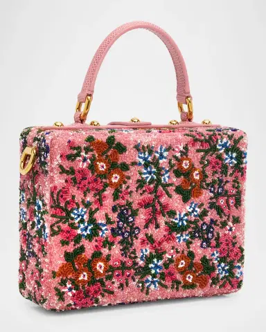 Dolce & Gabbana Box Floral Beaded Padlock Top-Handle Bag | Thumbnail 3 Dolce & Gabbana Box Floral Beaded Padlock Top-Handle Bag | Thumbnail 3