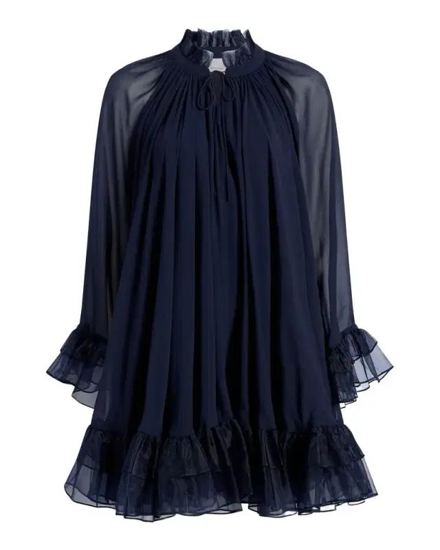 Clairette Ruffled Trapeze Mini Dress