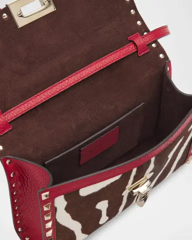 Valentino Garavani Small Rockstud Zebra-Print Calf Hair Clutch Bag | Thumbnail 4
