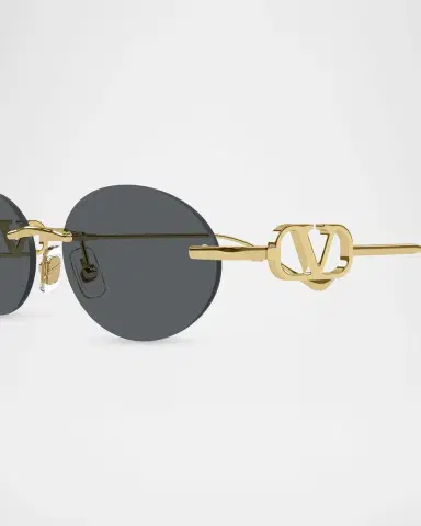 Valentino Garavani VLogo 53mm Metal Oval Sunglasses | Thumbnail 3 Valentino Garavani VLogo 53mm Metal Oval Sunglasses | Thumbnail 3