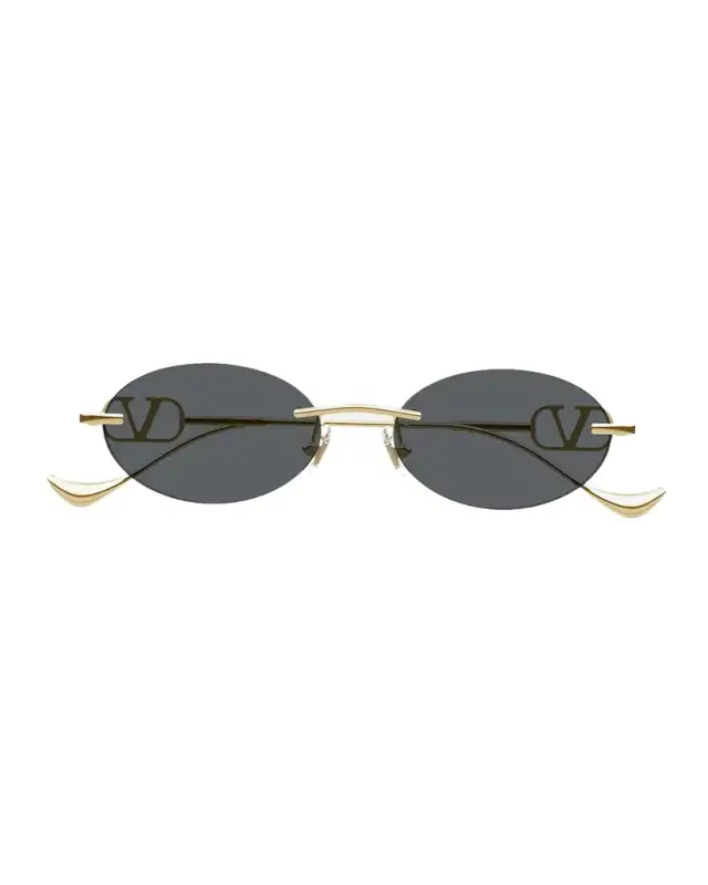 Valentino Garavani VLogo 53mm Metal Oval Sunglasses
