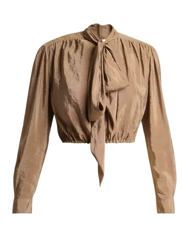 Lavallière Taffeta Crop Blouse