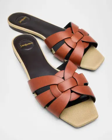 Saint Laurent Tribute Woven Leather Flat Sandals | Thumbnail 3 Saint Laurent Tribute Woven Leather Flat Sandals | Thumbnail 3