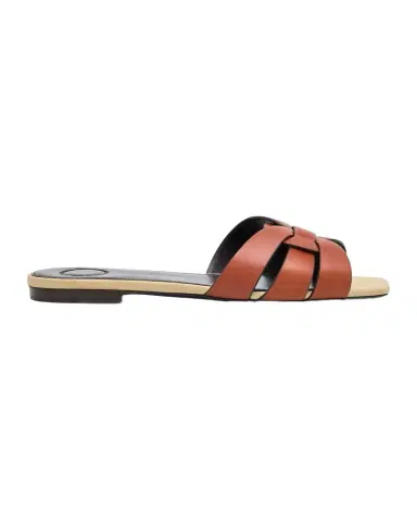 Saint Laurent Tribute Woven Leather Flat Sandals | Thumbnail 1 Saint Laurent Tribute Woven Leather Flat Sandals | Thumbnail 1