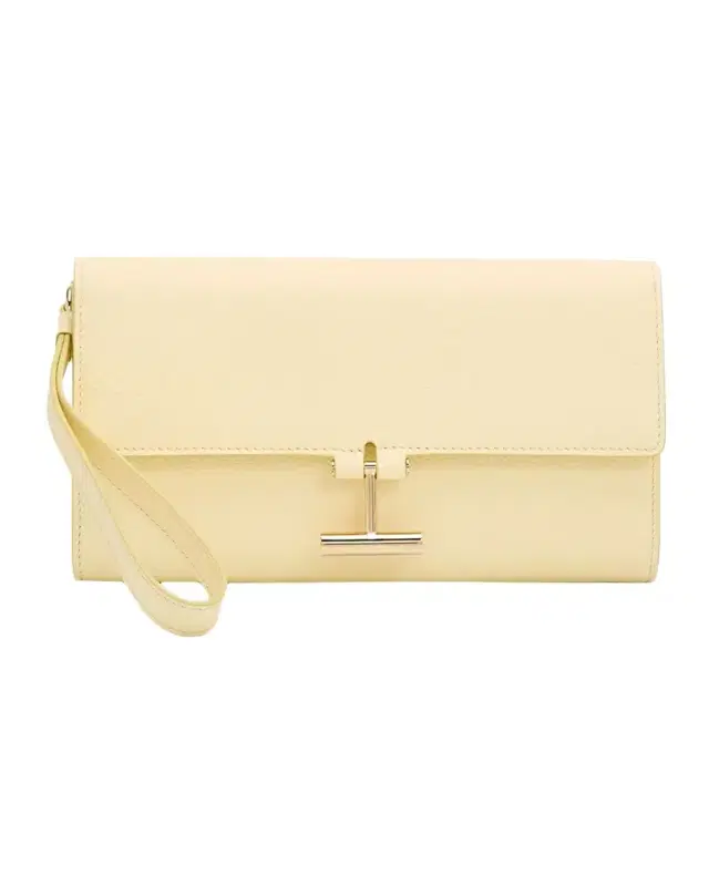 Leather T Bar Wristlet Clutch Bag