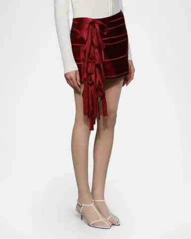 Et Ochs Reed Bow-Embellished Satin Chiffon Mini Skirt | Thumbnail 4