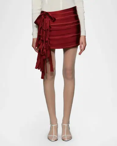 Et Ochs Reed Bow-Embellished Satin Chiffon Mini Skirt | Thumbnail 5