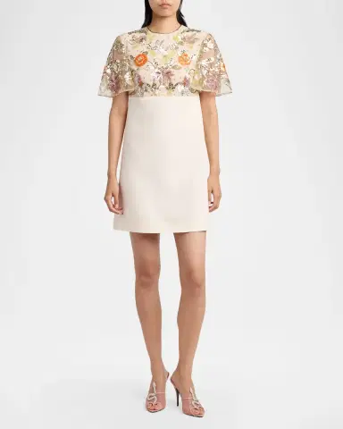 Valentino Garavani Embroidered Mesh Empire-Waist Mini Shift Dress | Thumbnail 2