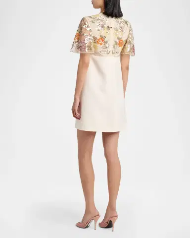 Valentino Garavani Embroidered Mesh Empire-Waist Mini Shift Dress | Thumbnail 3