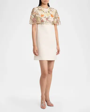 Valentino Garavani Embroidered Mesh Empire-Waist Mini Shift Dress | Thumbnail 4