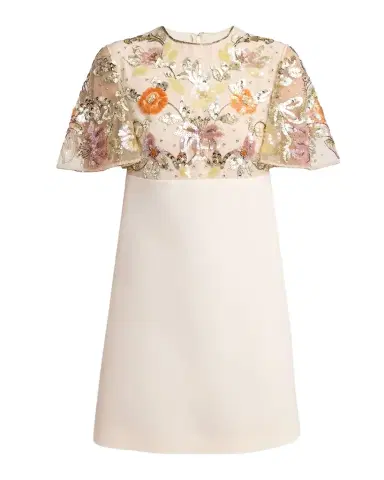 Valentino Garavani Embroidered Mesh Empire-Waist Mini Shift Dress | Thumbnail 1