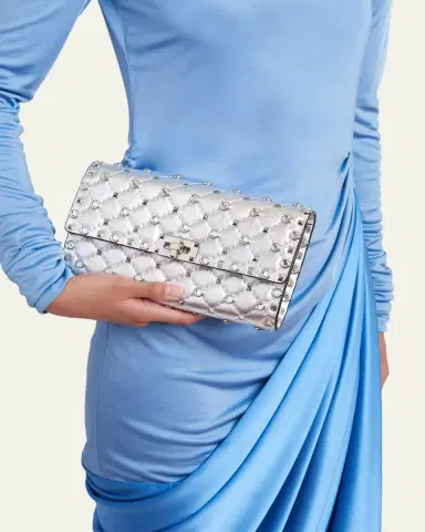 Valentino Garavani Quilted Metallic Leather Rockstud & Rhinestone Shoulder Bag | Thumbnail 2 Valentino Garavani Quilted Metallic Leather Rockstud & Rhinestone Shoulder Bag | Thumbnail 2