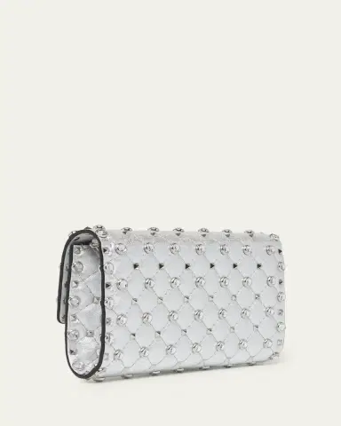 Valentino Garavani Quilted Metallic Leather Rockstud & Rhinestone Shoulder Bag | Thumbnail 3 Valentino Garavani Quilted Metallic Leather Rockstud & Rhinestone Shoulder Bag | Thumbnail 3