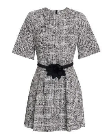 Chiara Boni La Petite Robe Pleated Tweed-Print Mini Dress | Thumbnail 1 Chiara Boni La Petite Robe Pleated Tweed-Print Mini Dress | Thumbnail 1