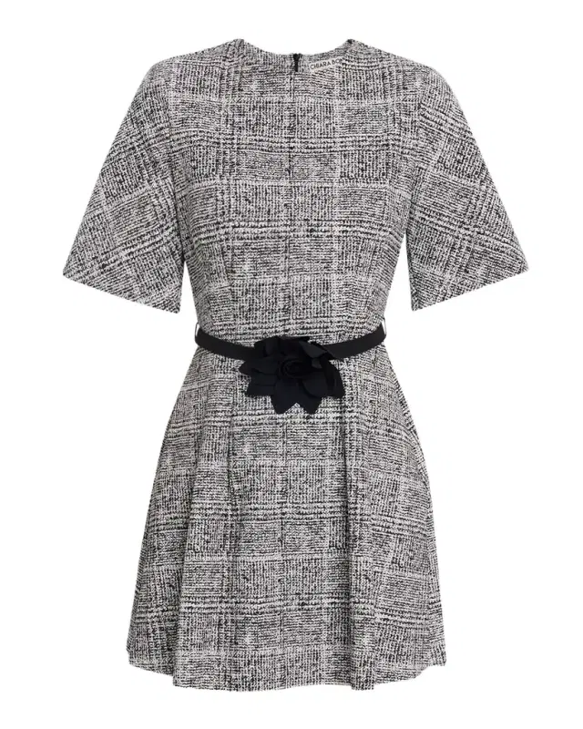Chiara Boni La Petite Robe Pleated Tweed-Print Mini Dress