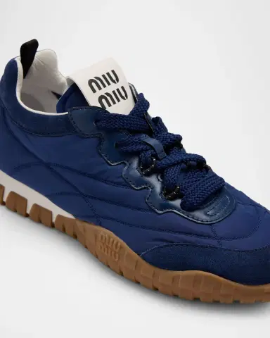 Miu Miu Low-Top Nylon & Leather Sneakers | Thumbnail 3