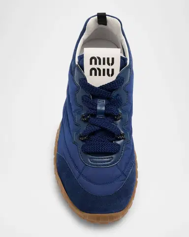 Miu Miu Low-Top Nylon & Leather Sneakers | Thumbnail 4
