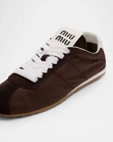 Miu Miu Low-Top Nylon & Suede Sneakers | Thumbnail 3